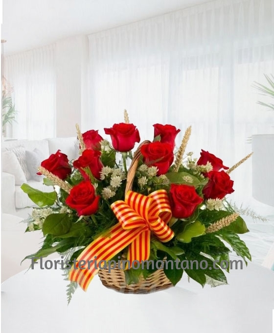 Cesta 10 Rosas Sant Jordi